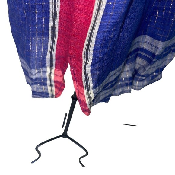 Indian Summer Vintage Womens Top Size M Blue Metallic Thread Embellished Tunic - Picture 7 of 8